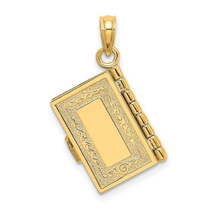 10K 3-D Moveable Pages SANTA BIBLIA Bible Opens with Lords Prayer in Spanish Inside Pendant