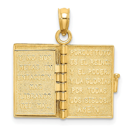 10K 3-D Moveable Pages SANTA BIBLIA Bible Opens with Lords Prayer in Spanish Inside Pendant
