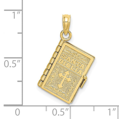 10K 3-D Moveable Pages SANTA BIBLIA Bible Opens with Lords Prayer in Spanish Inside Pendant