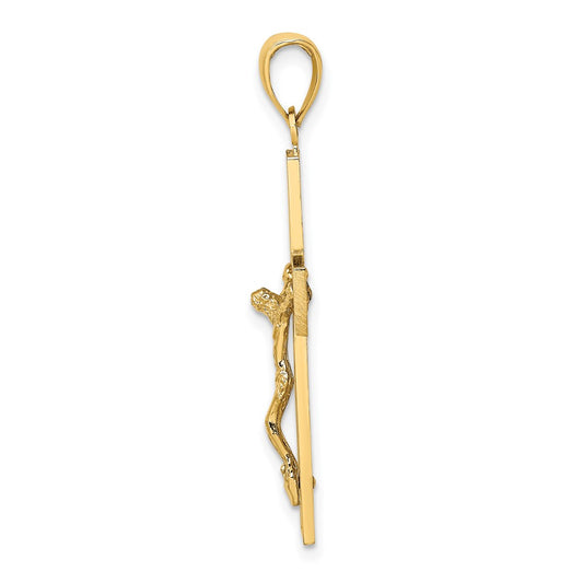 10K Textured Swirl Design Crucifix Charm