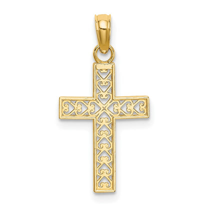 10k Diamond-cut Filigree Cross Pendant
