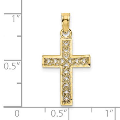 10k Diamond-cut Filigree Cross Pendant