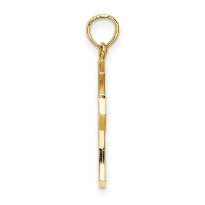 10K Textured Cut-Out Center Cross Charm