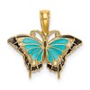10K Small Aqua and Black Enameled Butterfly Charm