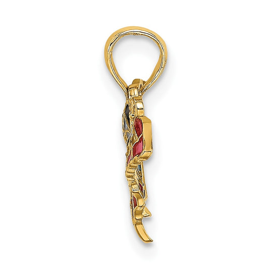 10K Small Blue and Red Enameled Butterfly Charm