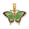 10K Small Green and Black Enameled Butterfly Charm