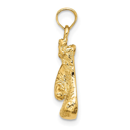 10K 2-D Polished and Textured Single Boxing Glove Charm