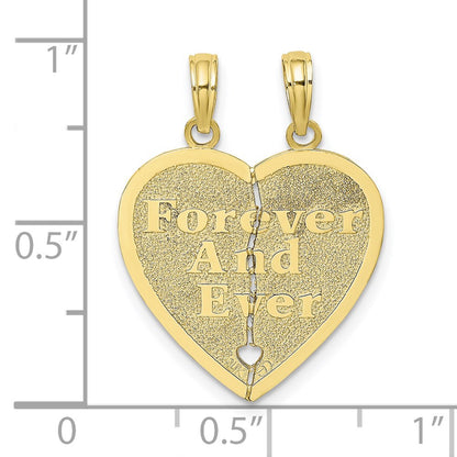 10K FOREVER AND EVER / ...ALWAYS TOGETHER Reversible 2-Piece Break-Apart Heart Charm