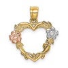 10K Two-tone with White Rhodium Flower In Heart Charm