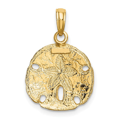10K and White Rhodium Polished Cut-out Sand Dollar Charm