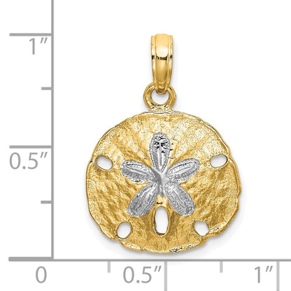 10K and White Rhodium Polished Cut-out Sand Dollar Charm