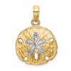 10K and White Rhodium Polished Cut-out Sand Dollar Charm