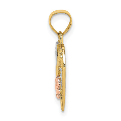 10K Two-tone with White Rhodium #1 GRANDMA In Heart Charm