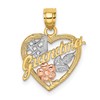 10K Two-tone with White Rhodium #1 GRANDMA In Heart Charm