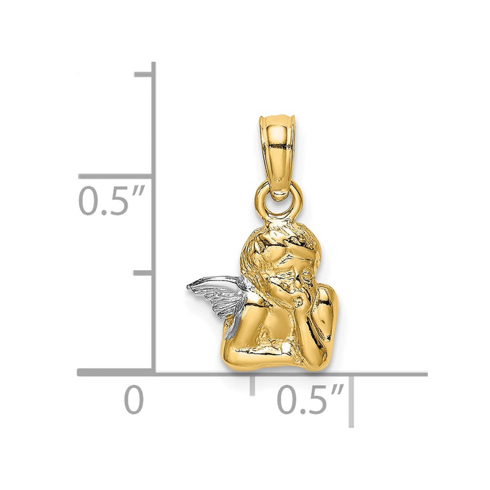 10K and White Rhodium Angel Resting On Elbow Charm