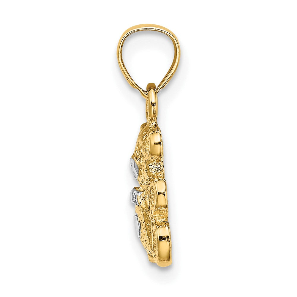 10k and White Rhodium Teddy Bear Charm