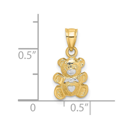 10k and White Rhodium Teddy Bear Charm