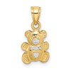 10k and White Rhodium Teddy Bear Charm
