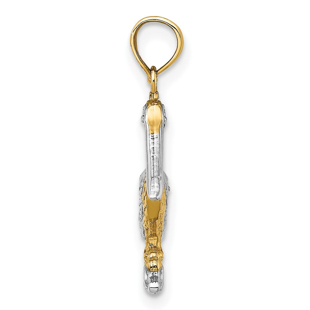 10K and White Rhodium 3-D Small Standing Pelican Charm