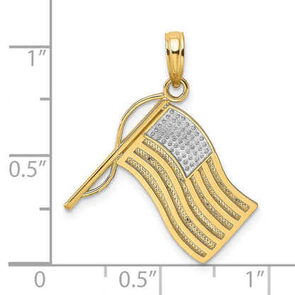 10k and White Rhodium American Flag Charm
