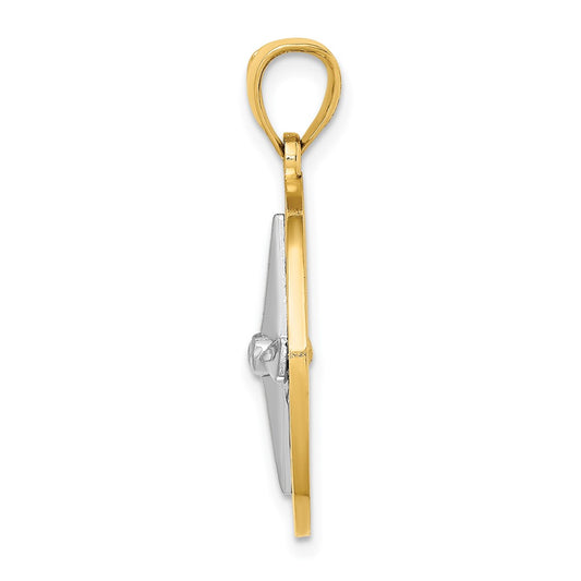 10K and White Rhodium Nautical Compass Charm