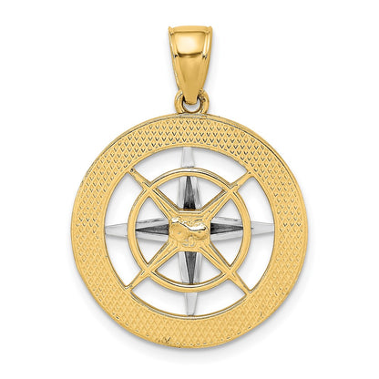 10K and White Rhodium Nautical Compass Charm