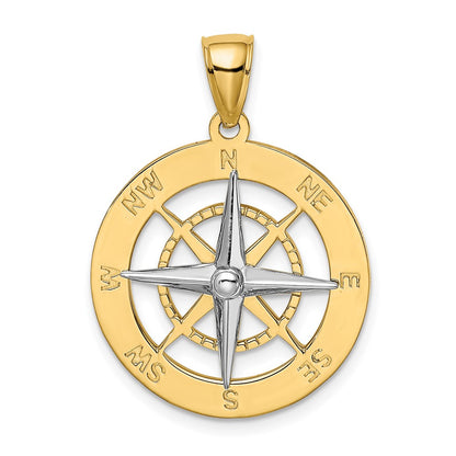 10K and White Rhodium Nautical Compass Charm