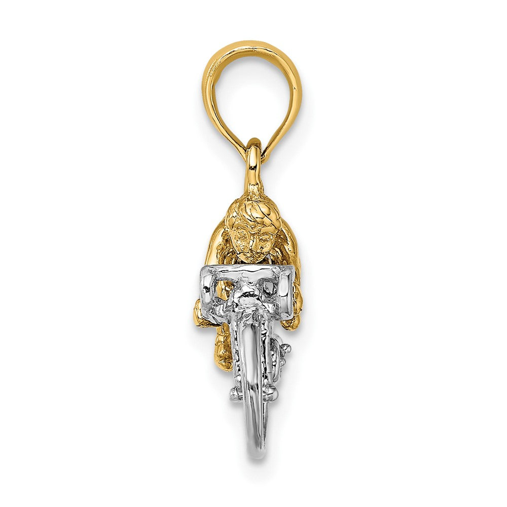 10K and White Rhodium 3-D Bicycle With Rider Charm