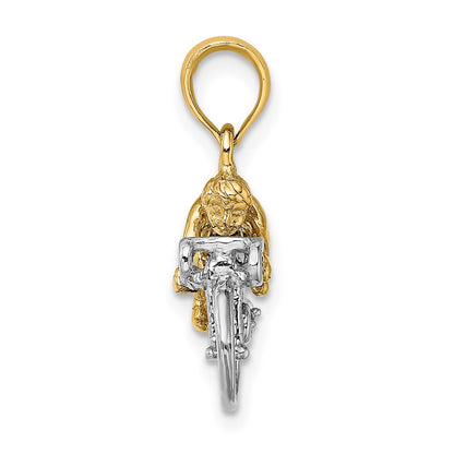10K and White Rhodium 3-D Bicycle With Rider Charm