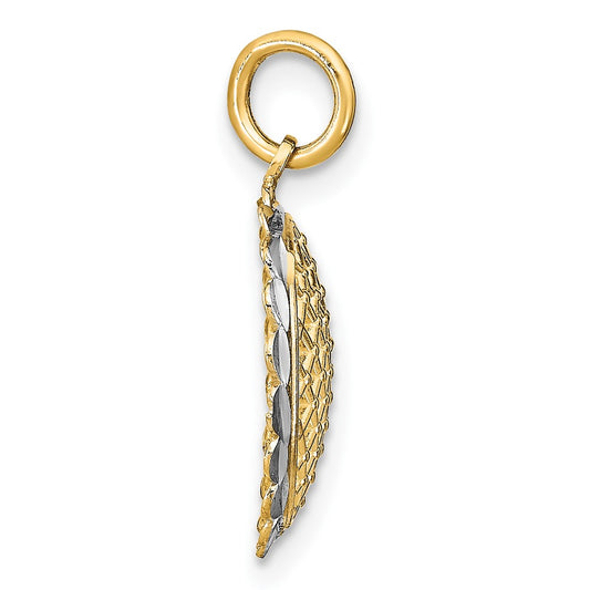 10K and White Rhodium Diamond-cut Sunflower Pendant Charm