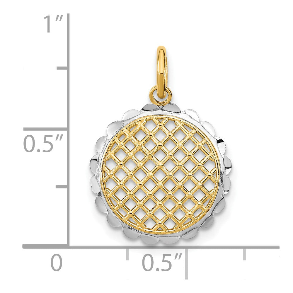 10K w/Rhodium D/C Sunflower Pendant Charm