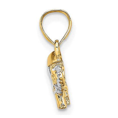 10k and White Rhodium Small Elephant Charm