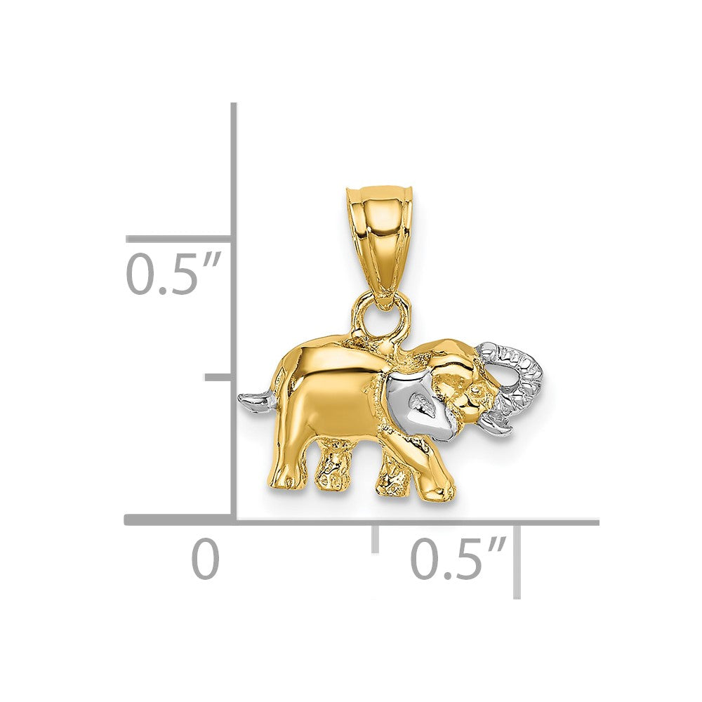10k and White Rhodium Small Elephant Charm