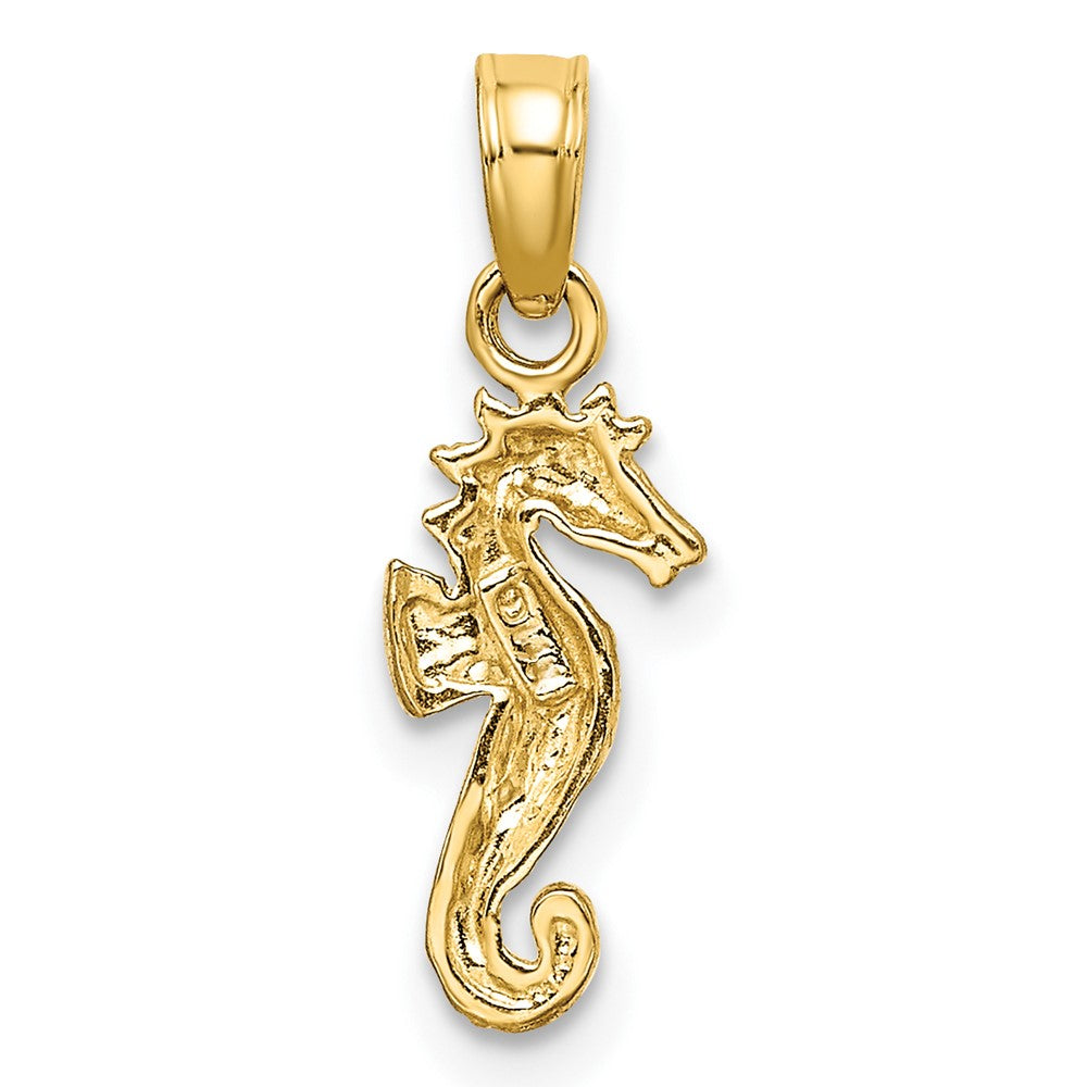 10K and White Rhodium 2-D Seahorse Charm