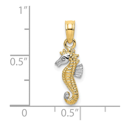 10K and White Rhodium 2-D Seahorse Charm
