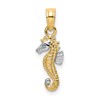 10K and White Rhodium 2-D Seahorse Charm