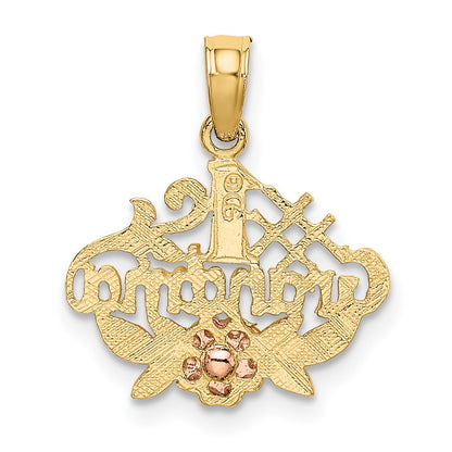 10K Two-Tone #1 GRANDMA with Flower Charm