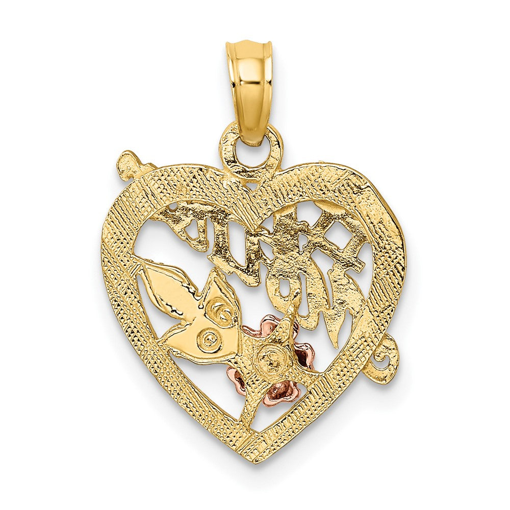 10K Two-tone and White Rhodium #1 MOTHER in Heart Charm