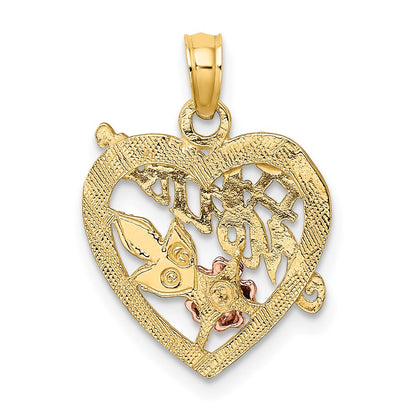 10K Two-tone and White Rhodium #1 MOTHER in Heart Charm