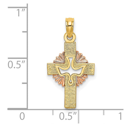 10K Two-Tone Cut-Out Dove On Cross Charm