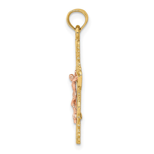 10K Two-Tone with Lace Trim Crucifix Charm