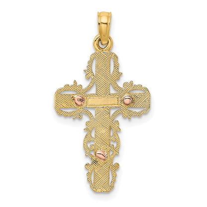 10K Two-Tone with Lace Trim Crucifix Charm