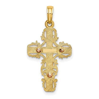 10K Two-Tone with Lace Trim Cross Charm