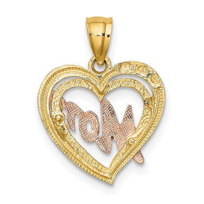 10k Two-Tone MOM in Heart Charm