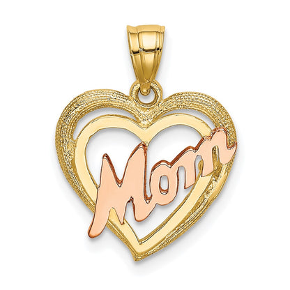 10k Two-Tone MOM in Heart Charm