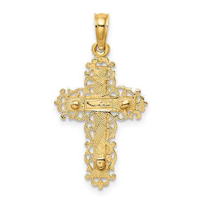 10K Two-Tone Crucifix with Lace Trim Charm