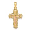 10K Two-Tone Crucifix with Lace Trim Charm