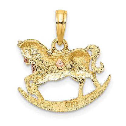 10k Two-Tone 2-D Rocking Horse with Saddle Charm