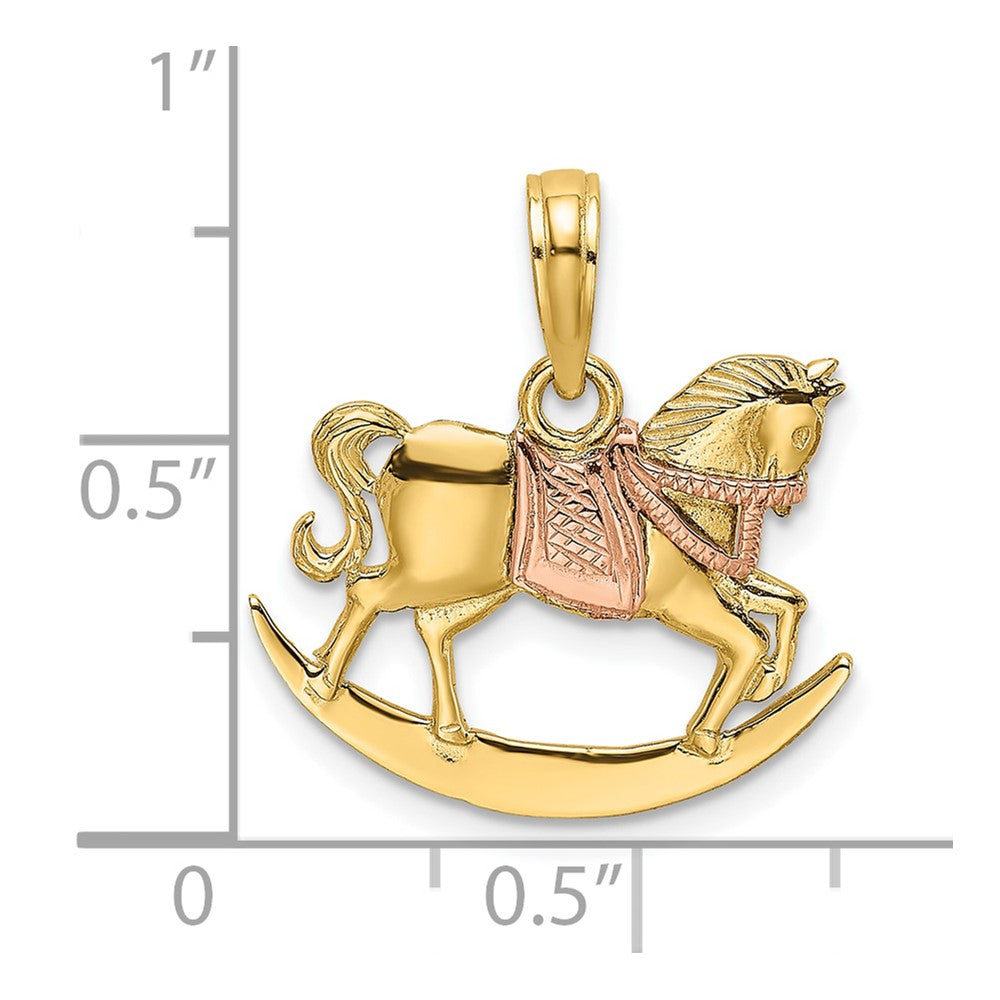 10k Two-Tone 2-D Rocking Horse with Saddle Charm
