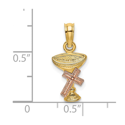 10K Two-Tone Communion Cup with Cross Charm